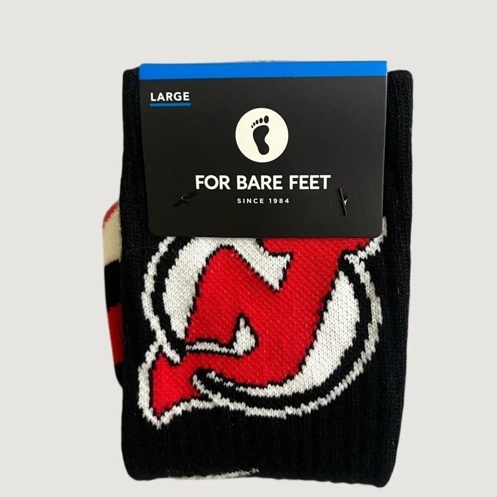 For Bare Feet New Jersey Devils Shattered Camo Crew Socks Mens Large NHL New